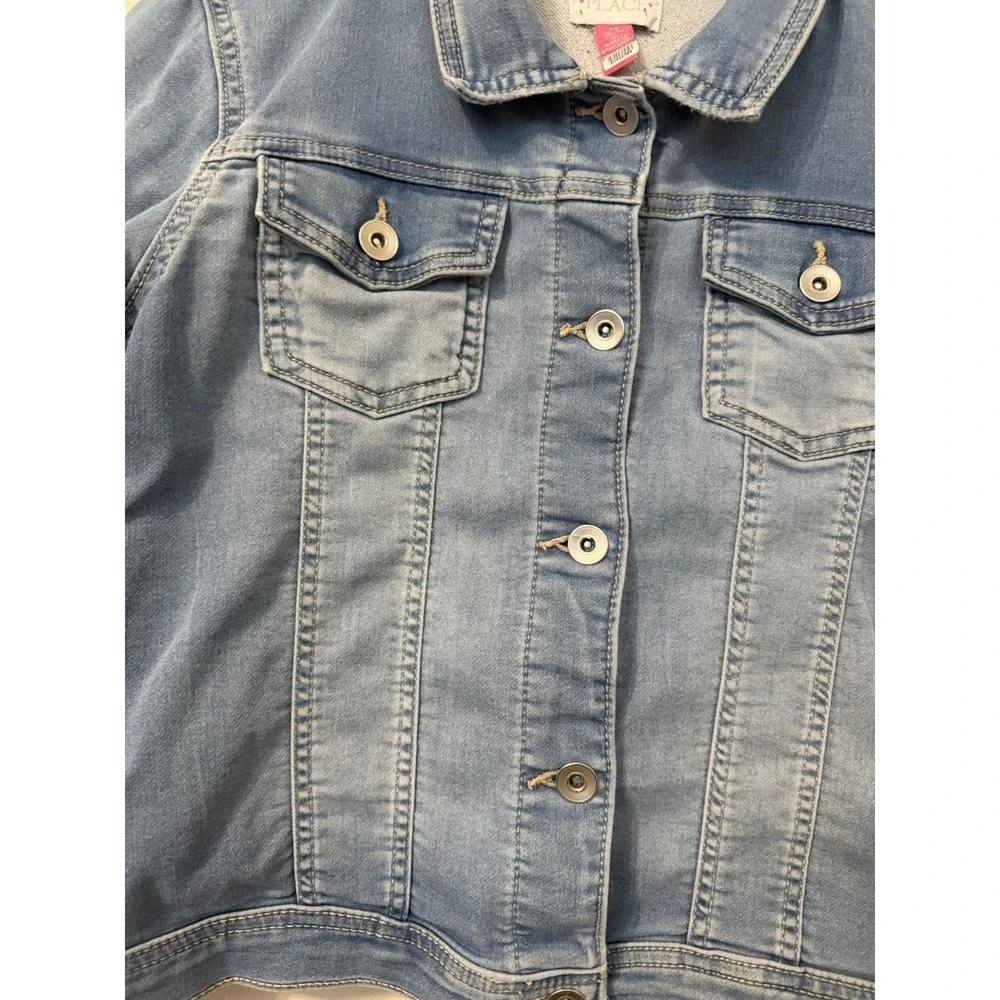 Childrens Place Jean Jacket Girls Size XL 14 Stretch Blue Soft Denim 100%Lyocell